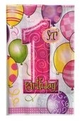 ELITETIME 1 Yaş Doğumgünü Masa Örtüsü Parti Kutlama Pembe 108 cm x 180 cm - 1
