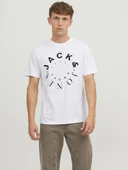 Jack Jones Erkek Jjwarrior  Bisiklet Yaka Beyaz Tişört 12242554 - 2
