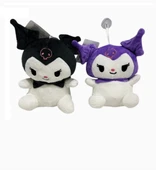 Kawaii Sanrio Kuromi Karikatür Peluş 15 CM 2 ADET SİYAH VE MOR - 1