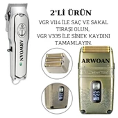 ARWOAN 2'Lİ KOMBO V114+V335 TIRAŞ MAKİNELERİ SİNEK KAYDI TRAŞ SAÇ SAKAL TRAŞI - 1