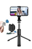 Öz Çekim Çubuğu Tripod Olabilen Telefon Tutuculu Masaüstü Kablosuz Kumandalı Selfie Çubuğu - 6