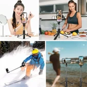 Öz Çekim Çubuğu Tripod Olabilen Telefon Tutuculu Masaüstü Kablosuz Kumandalı Selfie Çubuğu - 7