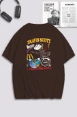 macklin Unisex Kadın Erkek Travis Scott Highest Özel Tasarım Baskılı Oversize T-shirt - 1