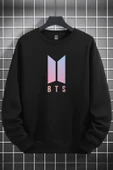 macklin Unisex Kadın Erkek Bts Baskılı Sıfır Yaka Siyah Sweatshirt - 1