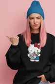 macklin Unisex Kadın Erkek Hello Kitty Kamera Baskılı Bisiklet Yaka Sweatshirt - 1