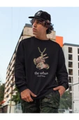 macklin Unisex Kadın Erkek Street King Tasarım Baskılı Bisiklet Yaka Sweatshirt - 1