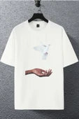 macklin Unisex Kadın Erkek Uçan Güvercin ( Özgürlük ) Baskılı Oversize T-shirt - 1