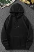 macklin Unisex Kadın Erkek Baskısız Kapşonlu Sweatshirt Hoodie - 1