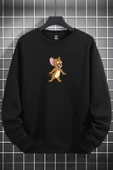 macklin Unisex Kadın Erkek Jerry Baskılı Sıfır Yaka Sweatshirt - 1