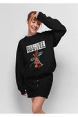 macklin Unisex Kadın Erkek Marvel Spiderman Tasarım Logo Baskılı Bisiklet Yaka Sweatshirt - 2