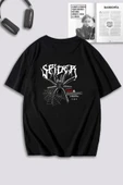 macklin Unisex Kadın Erkek Spider Ön Arka Baskılı Özel Tasarım Oversize T-shirt - 1