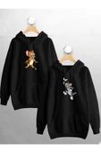 macklin Sevgili Çift Kombini Tom Ve Jerry Tasarım Kapüşonlu Sweatshirt 2'li Set - 1