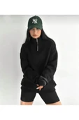 macklin Unisex Kadın Erkek Baskısız Yarım Fermuarlı Dik Yaka Basic Sweatshirt - 1