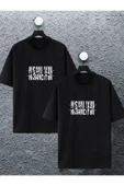 macklin Unisex Kadın Erkek Nişanlıyım Yazılı Katlamalı Sevgili Çift Kombini Tasarım Oversize T-shirt 2'li - 1