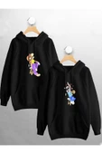 macklin Sevgili Çift Kombini Bugs Bunny & Lola Baskılı Tasarım Kapüşonlu Sweatshirt 2'li Set Takım - 1
