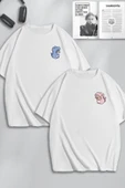 macklin Unisex Kadın Erkek Dinozor Tom ve Jerry Baskılı Sevgili Çift Kombini Tasarım Oversize Tshirt 2'li - 1