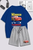 macklin Unisex Kadın Şimşek McQueen Cars Baskılı Özel Tasarım Oversize Tshirt Ve Şort Eşofman Takımı - 1