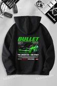 macklin Unisex Kadın Erkek Hızlı ve Öfkeli Bullet Suki EVO IX SIRT Baskılı Özel Tasarım Kapşonlu Sweatshirt - 1