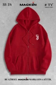 macklin Unisex Kadın Erkek Kapüşonlu Juventus Logo Baskılı Fermuarlı Sweatshirt Polar Ceket - 1