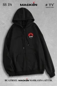 macklin Unisex Kadın Erkek Kapüşonlu Naruto Anime Baskılı Fermuarlı Sweatshirt Polar Ceket - 1