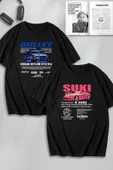 macklin Unisex  Hızlı ve Öfkeli Bullet & SukiBaskılı Sevgili Çift Kombini Tasarım Oversize Tshirt 2'li - 1