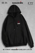 macklin Unisex Kadın Erkek Kapüşonlu Spirit Örümcek Baskılı Fermuarlı Sweatshirt Polar Ceket - 1