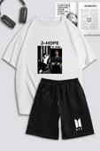 macklin Unisex Kadın Erkek J Hope BTS Baskılı Özel Tasarım Oversize Tshirt Ve Şort Eşofman Takımı - 1