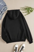 macklin Kadın Kapüşonlu BTS Logo Baskılı Fermuarlı Sweatshirt Polar Ceket - 2