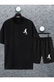 macklin Unisex Kadın Erkek Futbolcu Baskılı Oversize Tshirt Ve Şort Eşofman Takımı - 1