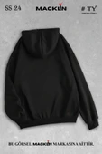 macklin Unisex Kadın Erkek Ateş ve Su Baskılı Kapüşonlu Fermuarlı Sevgili Tasarım Sweatshirt Polar Ceket - 2