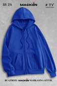 macklin Unisex Kadın Erkek Basic Kapüşonlu Fermuarlı Hırka Ceket - 1