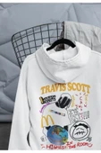 macklin Unisex Kadın Erkek Travis Scott Highest Ön Arka Baskılı Özel Tasarım Baskılı Kapşonlu Sweatshirt - 1