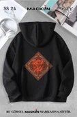 macklin Unisex Kadın Erkek Cactus Jack Halı Özel Tasarım Baskılı Kapşonlu Sweatshirt - 1