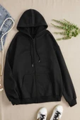 macklin Unisex Kadın Erkek Kapüşonlu Fermuarlı Sweatshirt Polar Ceket - 1