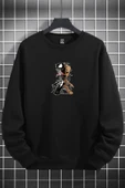 macklin Unisex Kadın Erkek Marvel Venom Groot Baskılı Sıfır Yaka Siyah Sweatshirt - 1