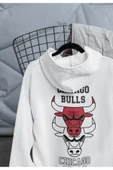 macklin Unisex Kadın Erkek Chcago Buls Ön Arka Baskılı Özel Tasarım Baskılı Kapşonlu Sweatshirt - 1