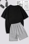 macklin Unisex Kadın Erkek Kim Namjoon BTS Baskılı Özel Tasarım Oversize Tshirt Ve Şort Eşofman Takımı - 2