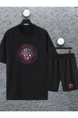 macklin Unisex Kadın Erkek Barbie Özel Tasarım Baskılı Oversize Tshirt ve Şort Eşofman Takımı - 1