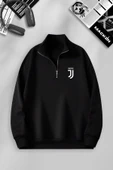 macklin Unisex Kadın Erkek Jventus Baskılı Yarım Fermuarlı Dik Yaka Basic Sweatshirt - 1