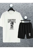macklin Unisex Kadın Erkek Ganster Paradise Baskılı Oversize Tshirt Ve Şort Eşofman Takımı - 1