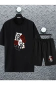 macklin Unisex Kadın Erkek Kız Papaz Baskılı Oversize Tshirt Ve Şort Eşofman Takımı - 1