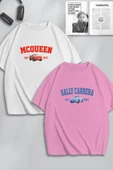 macklin Unisex Kadın Erkek I'm Sally & Mcqueen Cars Baskılı Sevgili Çift Kombini Tasarım Oversize Tshirt 2li - 1