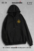 macklin Unisex Kadın Erkek Kapüşonlu Harry Potter Hogwarts Uni Baskılı Fermuarlı Sweatshirt Polar Ceket - 1