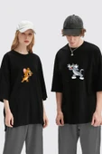 macklin Unisex Kadın Erkek Tom Ve Jerry Baskılı Sevgili Çift Kombini Tasarım Oversize T-shirt 2'li Set - 1