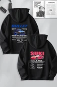 macklin Sevgili Çift Kombin Hızlı ve Öfkeli Bullet Suki Baskılı Özel Tasarım Kapüşonlu Sweatshirt 2li Takım - 1