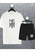 macklin Unisex Kadın Erkek Neymar 10 Numara Baskılı Oversize Tshirt ve Şort Eşofman Takımı - 1