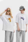 macklin Unisex Kadın Erkek Tom Ve Jerry Baskılı Sevgili Çift Kombini Tasarım Oversize T-shirt 2'li Set - 1