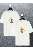 macklin Unisex Kadın Erkek Tom ve Jerry Only You Sevgili Çift Tişört Kombin Oversize Tshirt 2'li Takım - 1