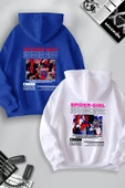 macklin Sevgili Çift Kombin Spider Boy ve Girl SIRT Baskılı Özel Tasarım Kapüşonlu Sweatshirt 2li Set Takım thumbnail 1