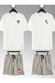 macklin Unisex Kadın Erkek Baby Tom Ve Jerry Baskılı Sevgili Çift Kombini Tasarım Oversize Tshirt Ve Şort - 1